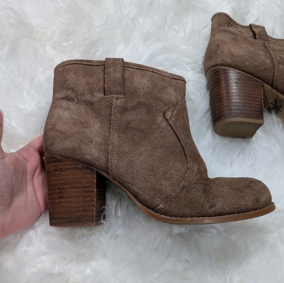 Anthropologie Splendid‎ Lakota Tan Leather Block Heel Western Booties Size 8.5 - Picture 3 of 8